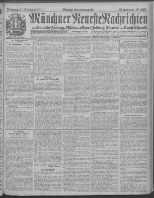 Münchner neueste Nachrichten Sonntag 11. September 1910