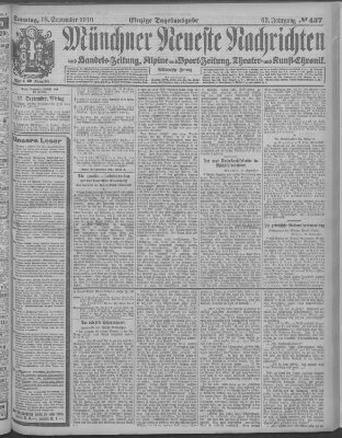 Münchner neueste Nachrichten Sonntag 18. September 1910