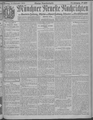 Münchner neueste Nachrichten Montag 19. September 1910