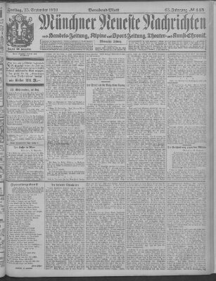 Münchner neueste Nachrichten Freitag 23. September 1910