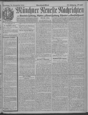 Münchner neueste Nachrichten Samstag 24. September 1910