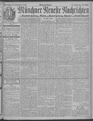 Münchner neueste Nachrichten Samstag 24. September 1910