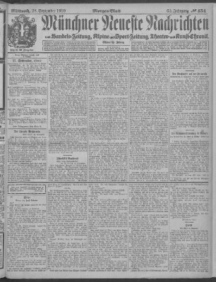 Münchner neueste Nachrichten Mittwoch 28. September 1910