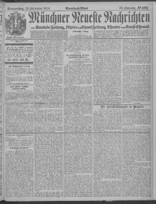 Münchner neueste Nachrichten Donnerstag 29. September 1910