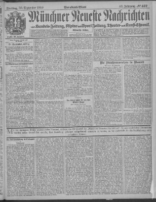 Münchner neueste Nachrichten Freitag 30. September 1910