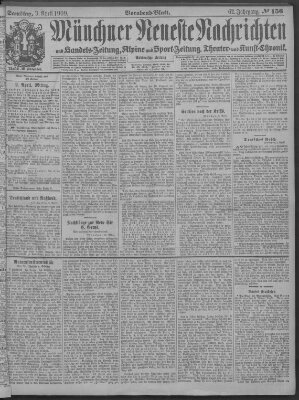 Münchner neueste Nachrichten Samstag 3. April 1909