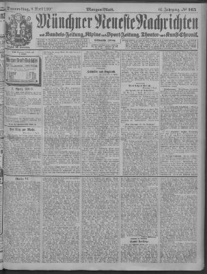 Münchner neueste Nachrichten Donnerstag 8. April 1909