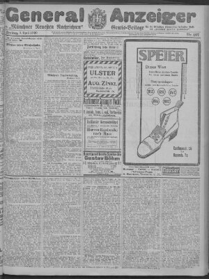 Münchner neueste Nachrichten Freitag 9. April 1909