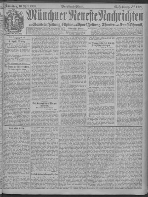 Münchner neueste Nachrichten Samstag 10. April 1909