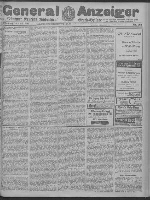 Münchner neueste Nachrichten Dienstag 20. April 1909