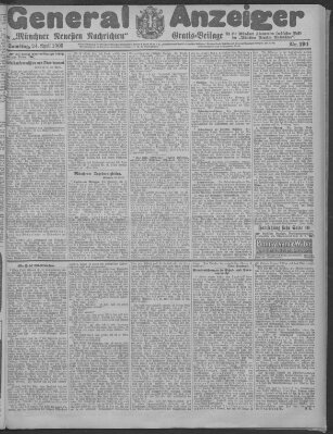 Münchner neueste Nachrichten Samstag 24. April 1909