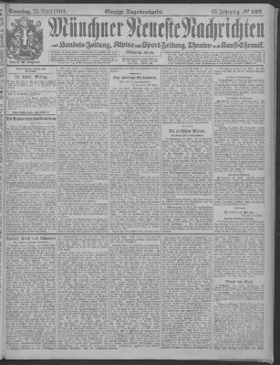 Münchner neueste Nachrichten Sonntag 25. April 1909