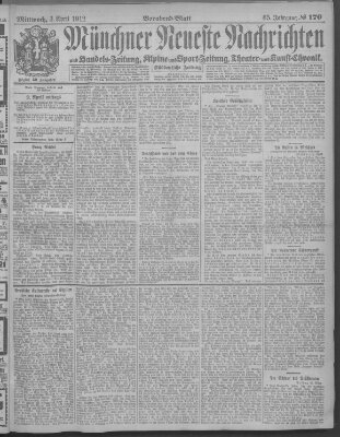 Münchner neueste Nachrichten Mittwoch 3. April 1912