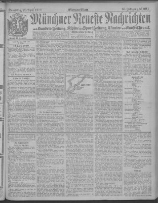 Münchner neueste Nachrichten Samstag 20. April 1912