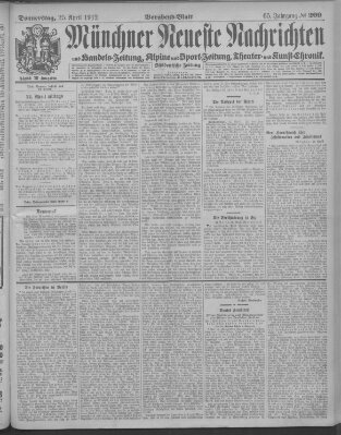 Münchner neueste Nachrichten Donnerstag 25. April 1912