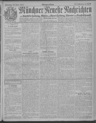 Münchner neueste Nachrichten Freitag 26. April 1912