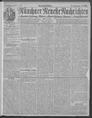 Münchner neueste Nachrichten Samstag 1. Mai 1909