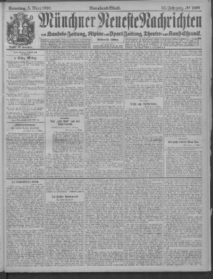 Münchner neueste Nachrichten Samstag 5. März 1910