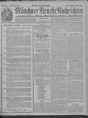 Münchner neueste Nachrichten Montag 28. März 1910