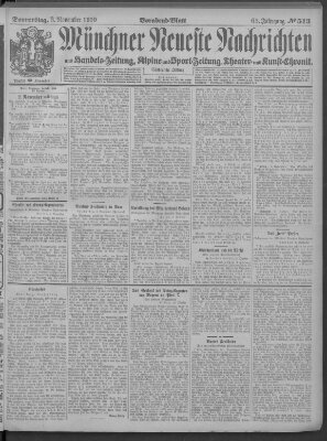 Münchner neueste Nachrichten Donnerstag 3. November 1910