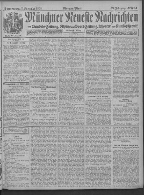 Münchner neueste Nachrichten Donnerstag 3. November 1910