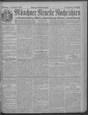 Münchner neueste Nachrichten Montag 14. November 1910