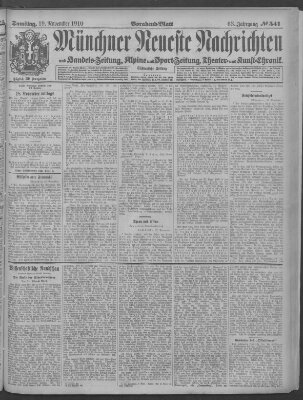 Münchner neueste Nachrichten Samstag 19. November 1910