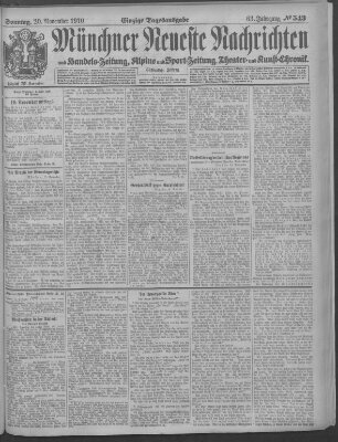 Münchner neueste Nachrichten Sonntag 20. November 1910