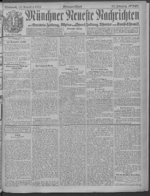 Münchner neueste Nachrichten Mittwoch 23. November 1910