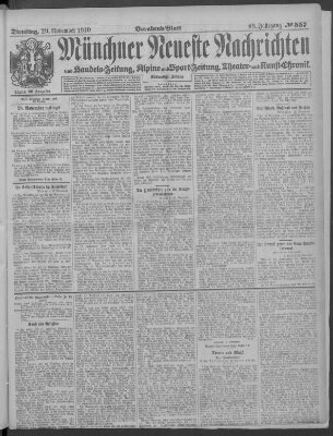 Münchner neueste Nachrichten Dienstag 29. November 1910