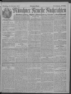 Münchner neueste Nachrichten Dienstag 29. November 1910