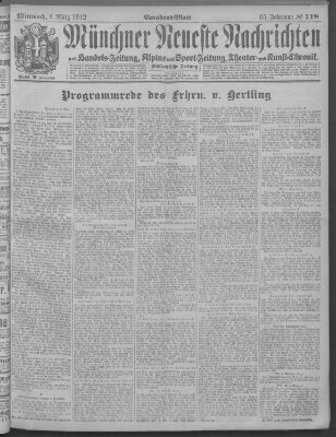 Münchner neueste Nachrichten Mittwoch 6. März 1912