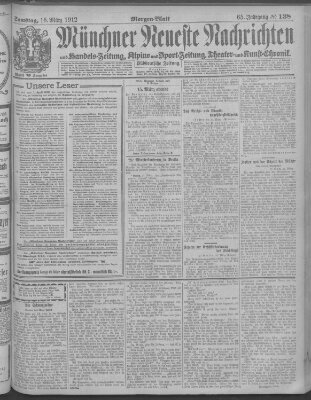 Münchner neueste Nachrichten Samstag 16. März 1912