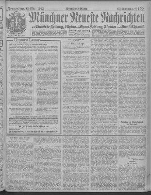 Münchner neueste Nachrichten Donnerstag 28. März 1912