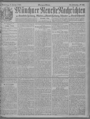 Münchner neueste Nachrichten Samstag 8. Januar 1910