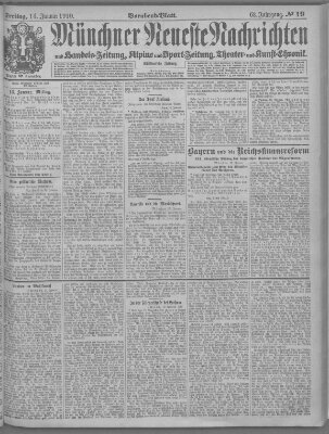 Münchner neueste Nachrichten Freitag 14. Januar 1910