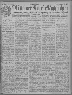 Münchner neueste Nachrichten Freitag 14. Januar 1910