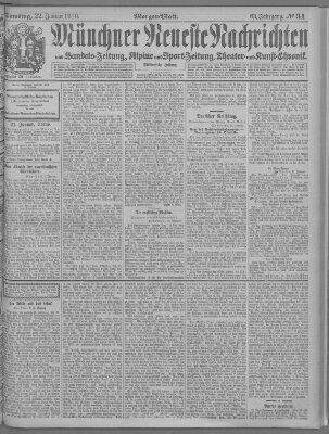 Münchner neueste Nachrichten Samstag 22. Januar 1910