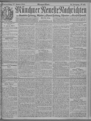 Münchner neueste Nachrichten Donnerstag 27. Januar 1910