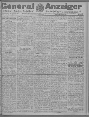 Münchner neueste Nachrichten Donnerstag 27. Januar 1910