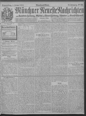 Münchner neueste Nachrichten Donnerstag 3. Februar 1910