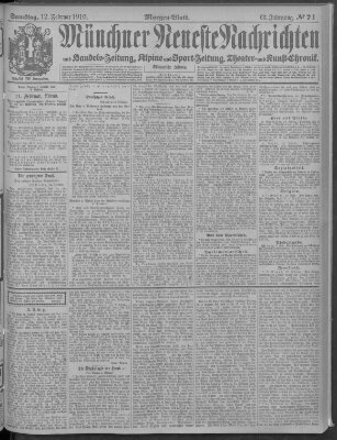 Münchner neueste Nachrichten Samstag 12. Februar 1910