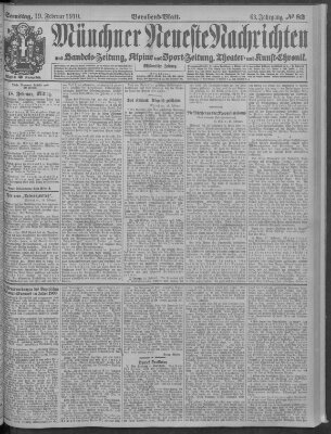 Münchner neueste Nachrichten Samstag 19. Februar 1910