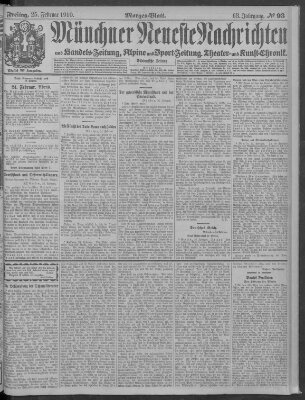 Münchner neueste Nachrichten Freitag 25. Februar 1910