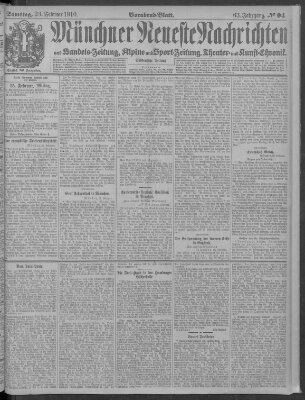 Münchner neueste Nachrichten Samstag 26. Februar 1910