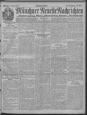 Münchner neueste Nachrichten Freitag 3. Juni 1910