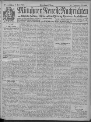 Münchner neueste Nachrichten Donnerstag 9. Juni 1910