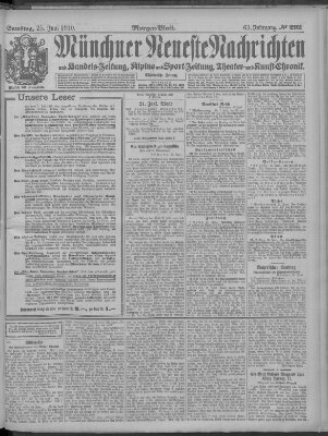 Münchner neueste Nachrichten Samstag 25. Juni 1910