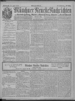 Münchner neueste Nachrichten Mittwoch 29. Juni 1910