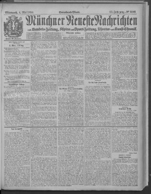 Münchner neueste Nachrichten Mittwoch 4. Mai 1910